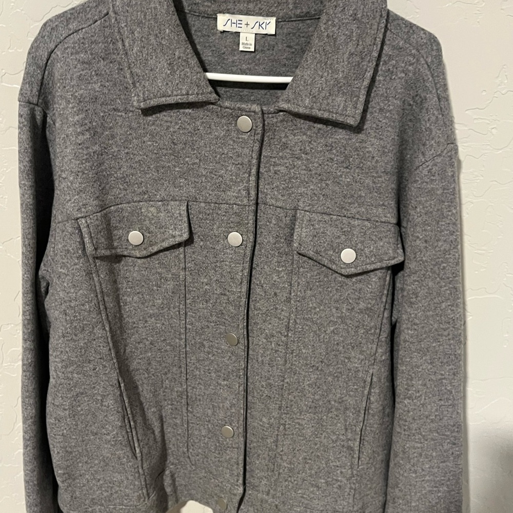 She + Sky Gray Pea Coat Timeless Style